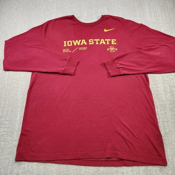 Iowa State Cyclones Shirt Men Large Player Issue Nike Long Sleeve Dri Fit - Picture 2 of 10